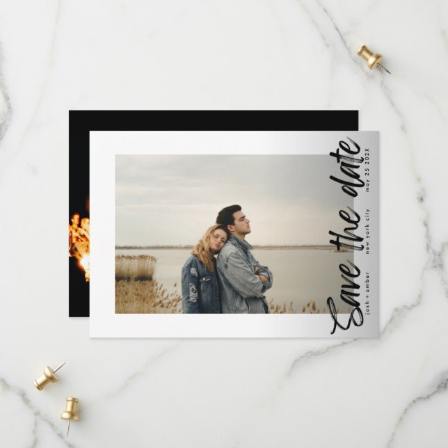 Side Ways | Simple Kraft Photo Save The Date (Front/Back In Situ)