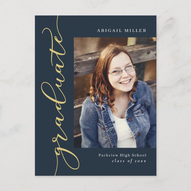 Side Writing Editable Colour Graduation Postcard (Front)