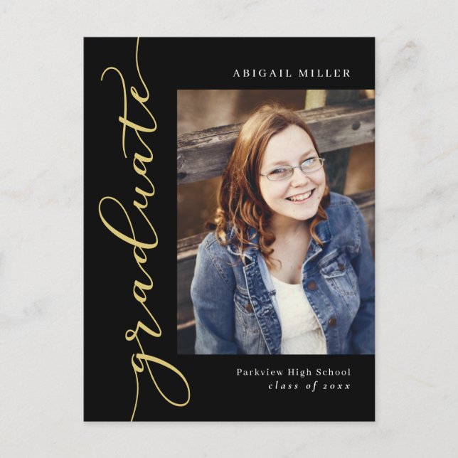 Side Writing Editable Colour Graduation Postcard (Front)