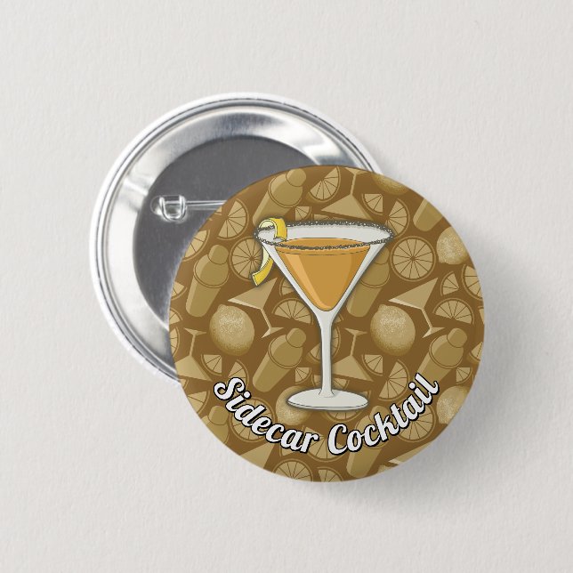 Sidecar Cocktail 2 Inch Round Button (Front & Back)