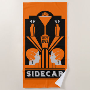 Sidecar Cocktail Art Deco Beach Towel