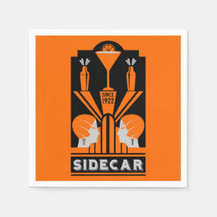 Sidecar Cocktail Art Deco Napkin