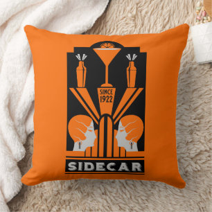 Sidecar Cocktail Art Deco Throw Pillow