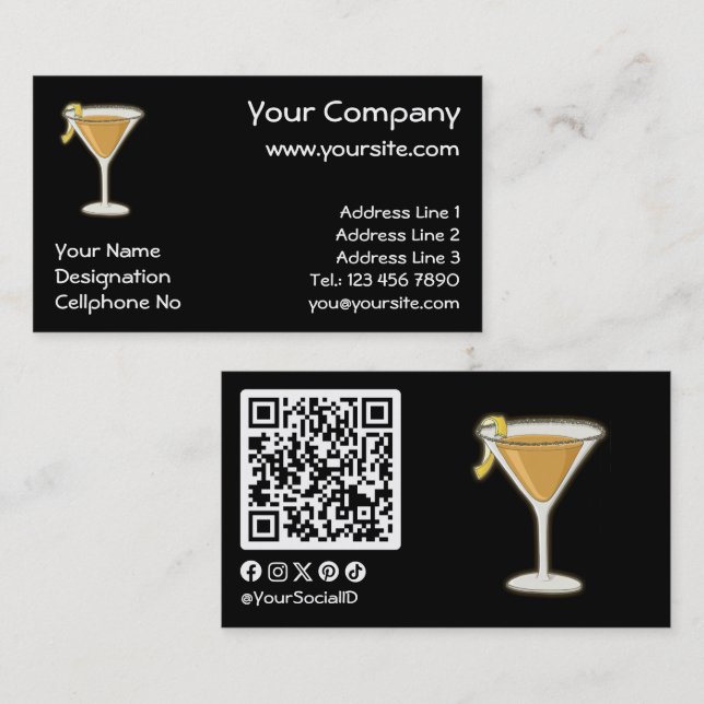 Sidecar cocktail business card (Front/Back)