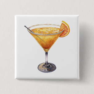 Sidecar Cocktail Drink 2 Inch Square Button