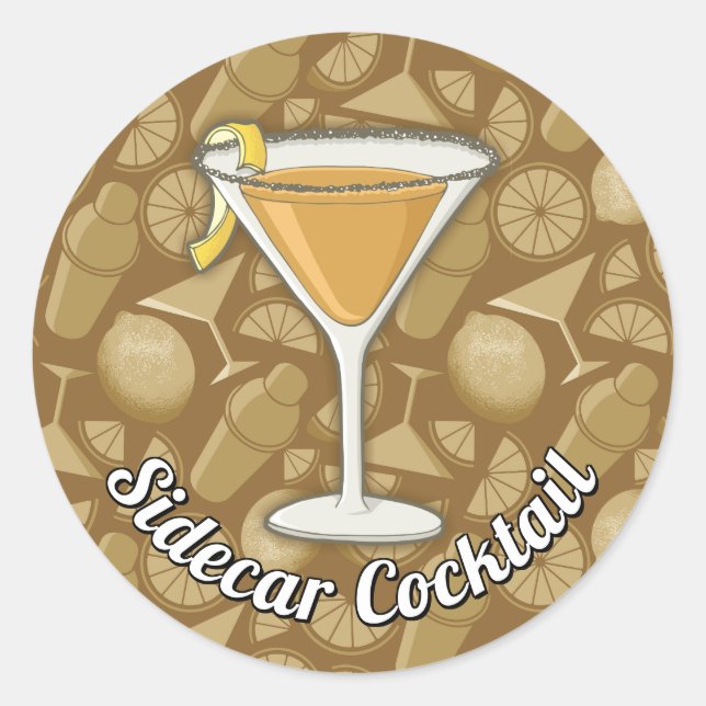 Sidecar Cocktail Sticker Classic Round (Devant)