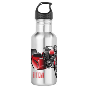 Sidecar motorcycle cartoon illustration  532 ml water bottle