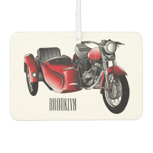 Sidecar motorcycle cartoon illustration air freshener
