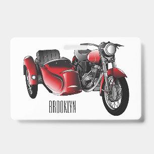 Sidecar motorcycle cartoon illustration badge