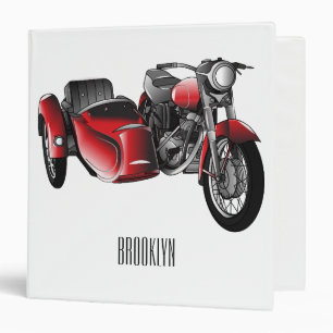 Sidecar motorcycle cartoon illustration binder