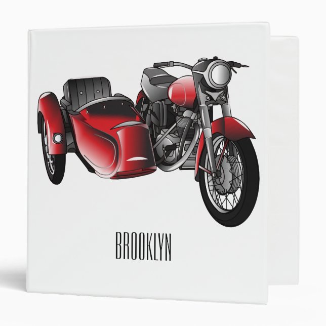 Sidecar motorcycle cartoon illustration  binder (Front/Inside)