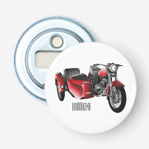 Sidecar motorcycle cartoon illustration bottle opener