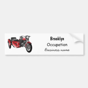 Sidecar motorcycle cartoon illustration bumper sticker