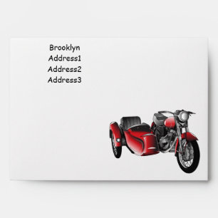 Sidecar motorcycle cartoon illustration envelope