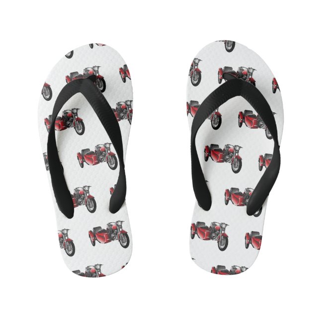 Sidecar motorcycle cartoon illustration  kid's flip flops (Footbed)