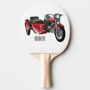 Sidecar motorcycle cartoon illustration  ping pong paddle