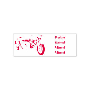 Sidecar motorcycle cartoon illustration  self-inking stamp
