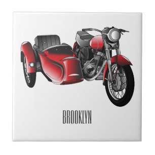 Sidecar motorcycle cartoon illustration  tile