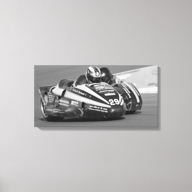 Sidecar outfit at racing track canvas print (Front)