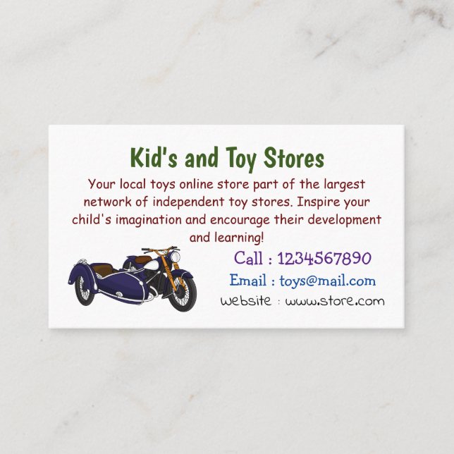 Sidecar purple motorcycle illustration business card (Front)
