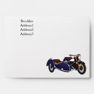 Sidecar purple motorcycle illustration envelope