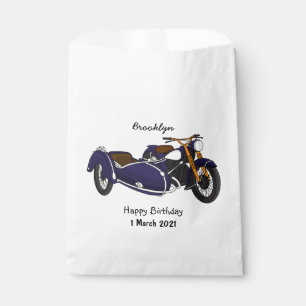 Sidecar purple motorcycle illustration favour bag
