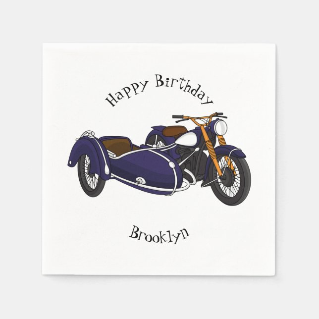 Sidecar purple motorcycle illustration  napkin (Front)