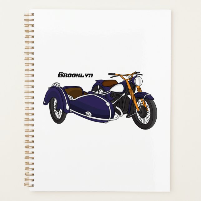 Sidecar purple motorcycle illustration planner (Front)