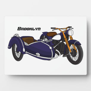 Sidecar purple motorcycle illustration plaque