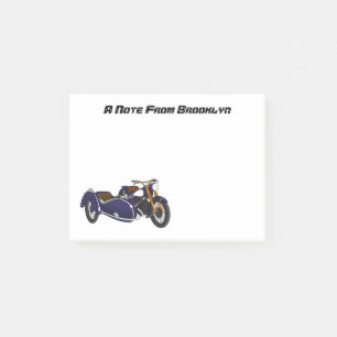 Sidecar purple motorcycle illustration post-it notes