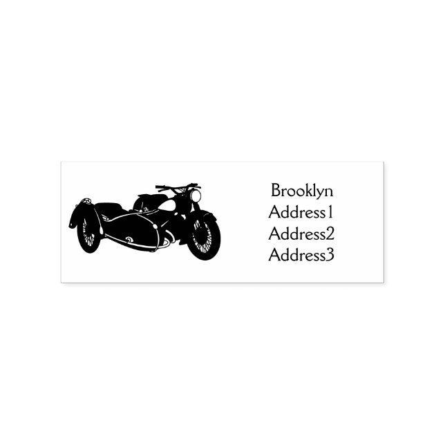 Sidecar purple motorcycle illustration rubber stamp (Imprint)