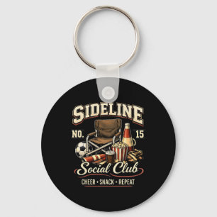 Sideline Social Club Cheer Snack Repeat Soccer Mom Keychain