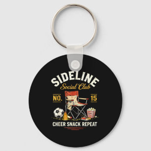 Sideline Social Club Cheer Snack Repeat Soccer Mom Keychain
