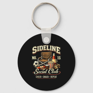 Sideline Social Club Cheer Snack Repeat Soccer Mom Keychain
