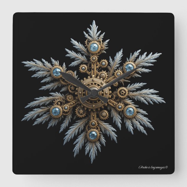 Sidera Flocon - Steampunk artifact - Square Wall Clock (Front)