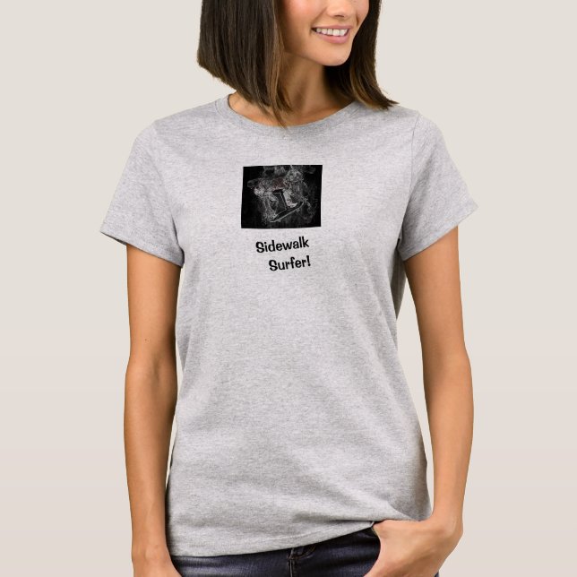 Sidewalk Surfer Pro Image Grey Skater T-Shirt (Front)