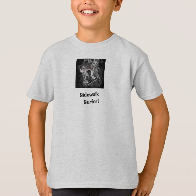 Sidewalk Surfer Pro Image Grey Skater T-Shirt (Front)