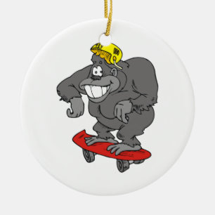 sidewalk surfin gorilla ceramic ornament