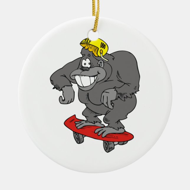 sidewalk surfin gorilla ceramic ornament (Front)