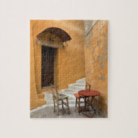 Sidewalk table setting, Chania, Crete, Greece