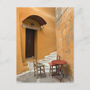 Sidewalk table setting, Chania, Crete, Greece Postcard