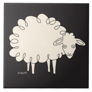Sideways Sheep Ceramic Tile