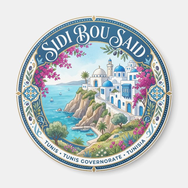 Sidi Bou Said Cliff Tunisia Magnet (Front)