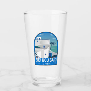 Sidi Bou Said Tunisia Retro Travel Art Vintage Glass