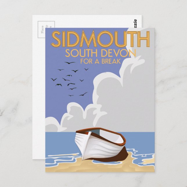 Sidmouth South Devon vintage travel poster. Postcard (Front/Back)