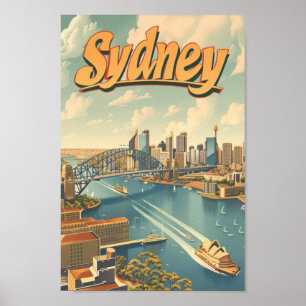 Sidney Australia Famous Vintage Travel Place Poster