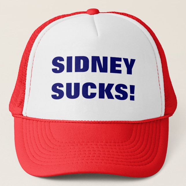 SIDNEY SUCKS! TRUCKER HAT (Front)