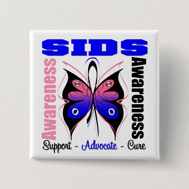 SIDS Awareness Butterfly 2 Inch Square Button (Front)
