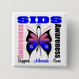 SIDS Awareness Butterfly 2 Inch Square Button