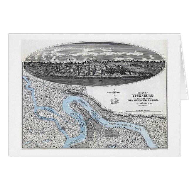 Siège de Vicksburg - Guerre civile Carte panoramiq (Devant horizontal)